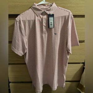 Vineyard Vines Red and White Striped Polo